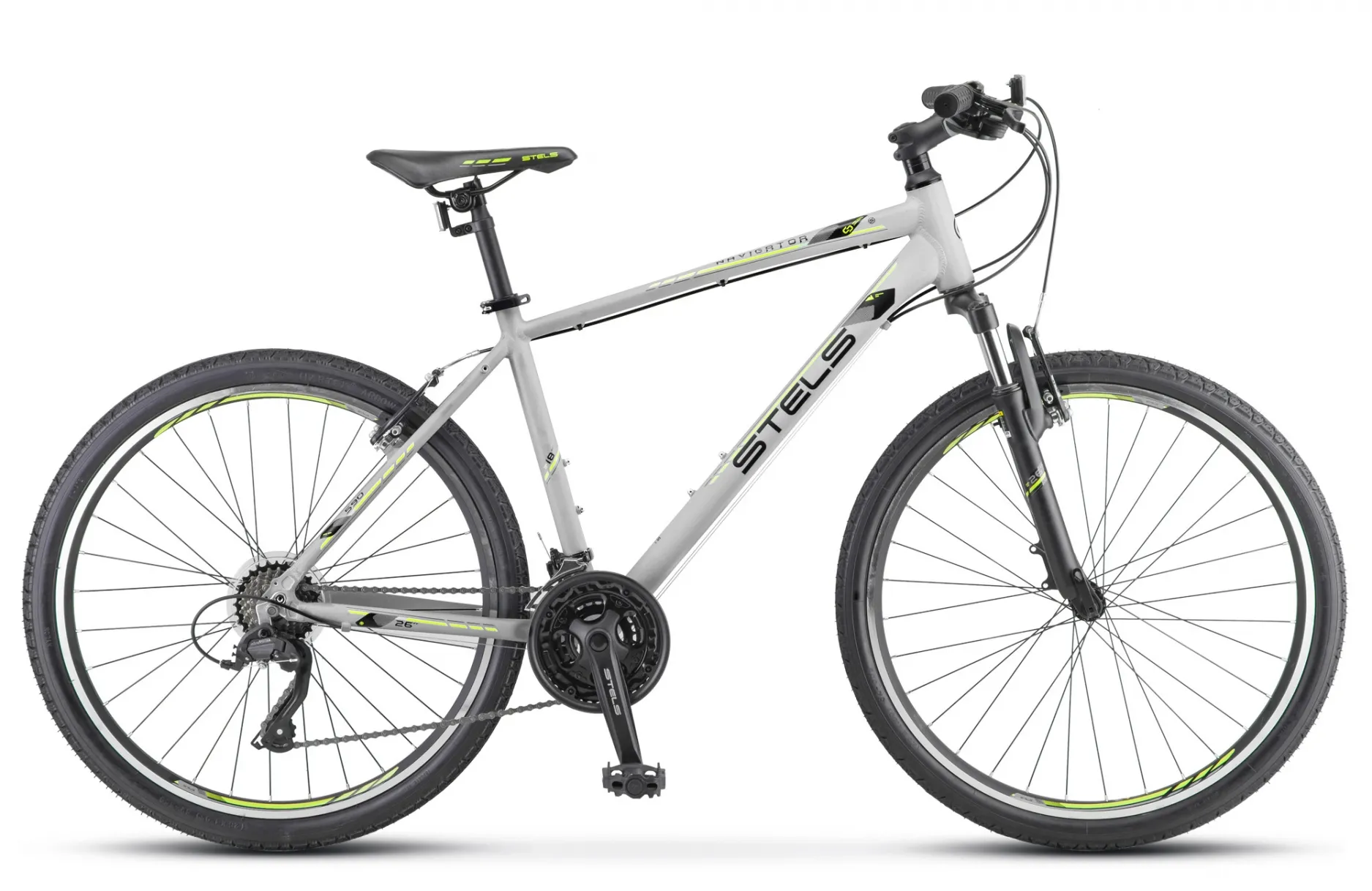 Велосипед STELS Navigator-590 V 26"  18" Серый/салатовый К010